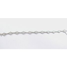 Floral Round Diamond Solid White Gold Tennis Bracelet