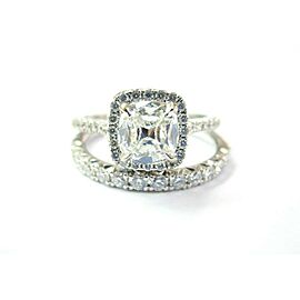 Daussi Old Mine Cushion Cut Diamond Engagement Set 18Kt WG