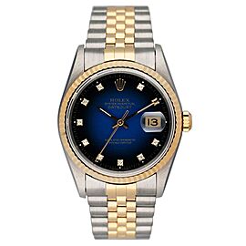 Rolex Datejust Blue Vignette Diamond Dial Mens Watch