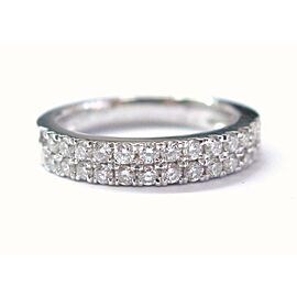 Natural Round Diamond Two Row White Gold Band Ring