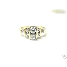 Natural Round Cut Diamond 2-Row Yellow Gold Channel Set Ring