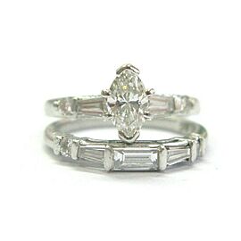 Marquise & Baguette Diamond Engagement Set Platinum