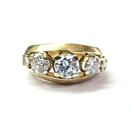 Vintage Old European Diamond Five Stone Ring 14Kt Yellow Gold