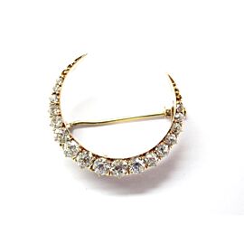 Vintage Horseshoe Old European Cut Diamond Brooch 14Kt Yellow GOld