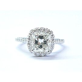 Ritani Platinum Cushion Cut NATURAL Diamond Halo Engagement Ring