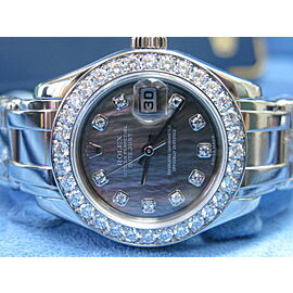 18Kt Rolex PearlMaster Black Mother Of Pearl White Gold Diamond Watch