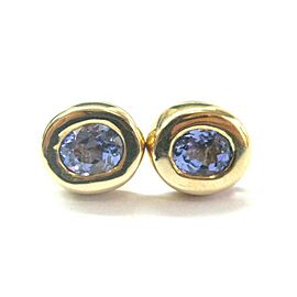 Halo Tanzanite Stud Earrings 14Kt Yellow Gold