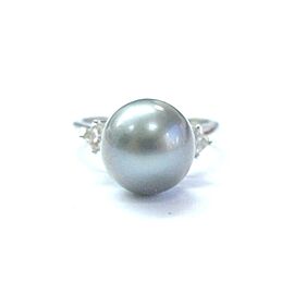 Fine Black Pearl Diamond White Gold Jewelry Ring