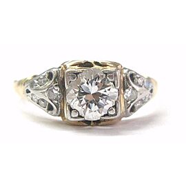 Fine Vintage Round Cut Diamond Engagement Ring Yellow Gold