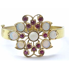 22Kt Opal / Ruby Yellow Gold Bangle Jewelry Bracelet