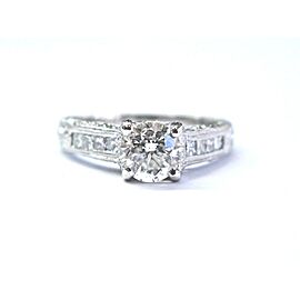 Platinum Round Cut NATURAL Diamond Milgrain Engagement Ring