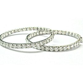 Diamond Hoop Earrings 18Kt White Gold 70-Stones