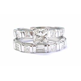 Platinum Princess & Baguette Diamond Multi Shape Wedding 2-Ring Set 1.59Ct