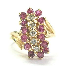 Ruby & Diamond Cocktail Ring 14Kt Yellow Gold