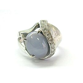 Fine Blue Star Sapphire & Diamond White Gold Ring 4.75ct 14KT