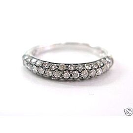 Black Enamel Natural Diamond Pave Set Band Ring 14Kt .81Ct Sizeable