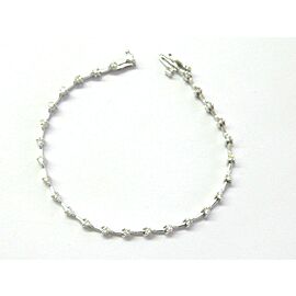 Natural Round Cut Diamond Three Prong White Gold Bracelet 27-Stones .80Ct 7"