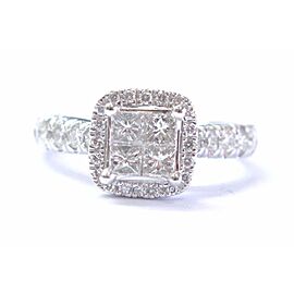 Fine Invisible Set Princess & Round Cut Diamond White Gold Square Ring 1.00CT