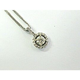 Halo Diamond Pendant & Chain 14Kt White Gold .60Ct 16"