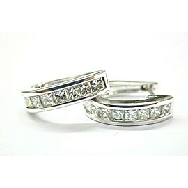 Princess Cut Diamond Huggie Earrings 18Kt White Gold 18-Stones