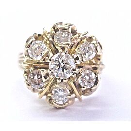 Fine Round Cut Diamond Yellow Gold 7-Stone Circular Ring 14KT 1.05Ct