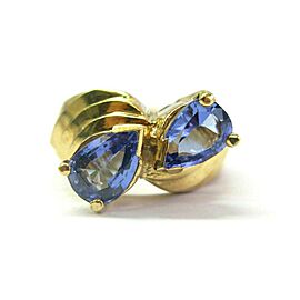 Natural Pear Shape Tanzanite Yellow Gold Bypass Jewelry Ring 2.48Ct 14Kt