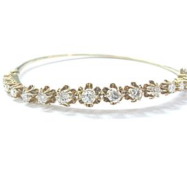 Fine Round Cut Diamond 15-Stone Yellow Gold Bangle / Bracelet 1.60Ct