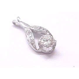 Round Diamond Pendant Solid White Gold 14Kt .75Ct