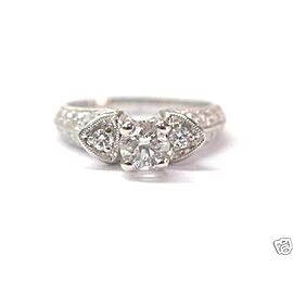 Round Diamond Engagement Ring 18Kt Solid White Gold 1.35Ct Milgrain Design