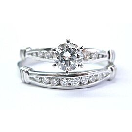 Platinum Round Cut Diamond Wedding Set Rings