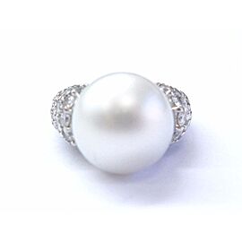 18Kt South Sea Pearl Diamond White Gold Jewelry Ring