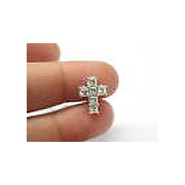 Fine Princess Cut NATURAL Diamond Cross Pendant White Gold