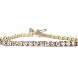 Fine 3-Prong Round Cut Diamond Tennis Bracelet Yellow Gold