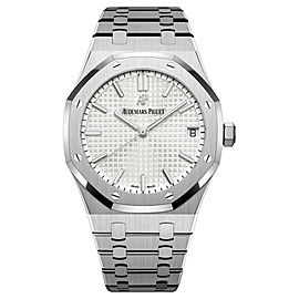 AUDEMARS PIGUET ROYAL OAK SELF WINDING 41MM WHITE DIAL STAINLESS STEEL WATCH