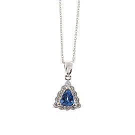 950 Platinum 0.83ct Purple Tanzanite & 0.24ct Diamond Pendant Chain Neckalce