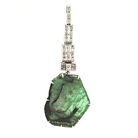 Platinum with 38ct. Emerald Crystal & 0.70ct. Diamond Pendant