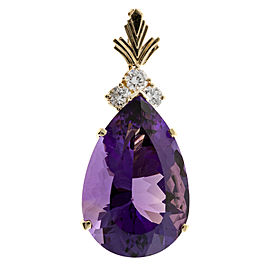 14K Yellow Gold with 27.00ct Reddish Purple Amethyst & Diamond Enhancer Pendant