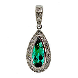 18K White Gold & 1.03ct Green Tourmaline & Diamond Pendant Enhancer