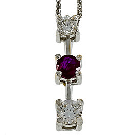 14K White Gold with Diamond & Ruby Necklace