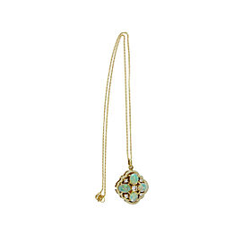 14K Yellow Gold 3.00ct Bright Green Opal Diamond Pendant Necklace