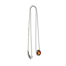 18K and 14K White Gold Orange Spessartite Garnet Diamond Halo Pendant Necklace