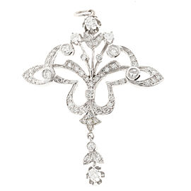 14K White Gold with 1.05ct Vintage Diamond Pendant