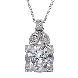 Vintage Art Deco Platinum and 2.44ct Transitional Cut Diamond Pendant Necklace