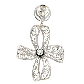 14K White & Yellow Gold with 2.10ct. Diamond & Enamel Filigree Cross Pendant