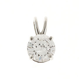 14K White Gold with 0.72ct Round Diamond Vintage Pendant