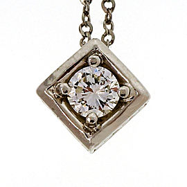 Platinum .20ct Round Diamond Square Pendant Necklace