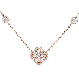 14K Pink Gold Diamond Cluster Pendant Necklace