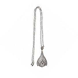 14K White Gold Diamond Pendant Necklace