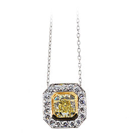 Platinum & 18K Yellow Gold with 1.95ct. Diamond Pendant Necklace