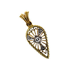 Vintage Filigree 14K Yellow & White Gold and 0.05ct Diamond Pendant